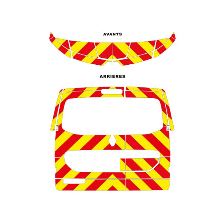 Kit de balisage Jaune/Rouge pour Renault Kangoo 3 (avant  standard+ arrière complet)