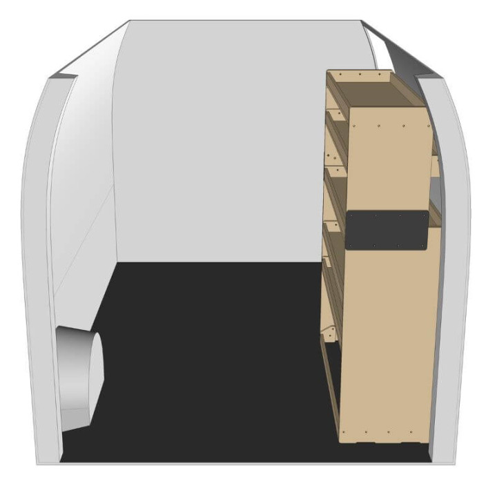 Etagère bois brut vue de côté renault master 2010-2024