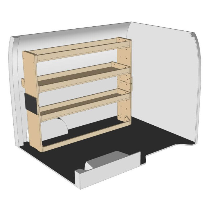 Etagère bois brut gauche vue de face Renault Express Van 2021+