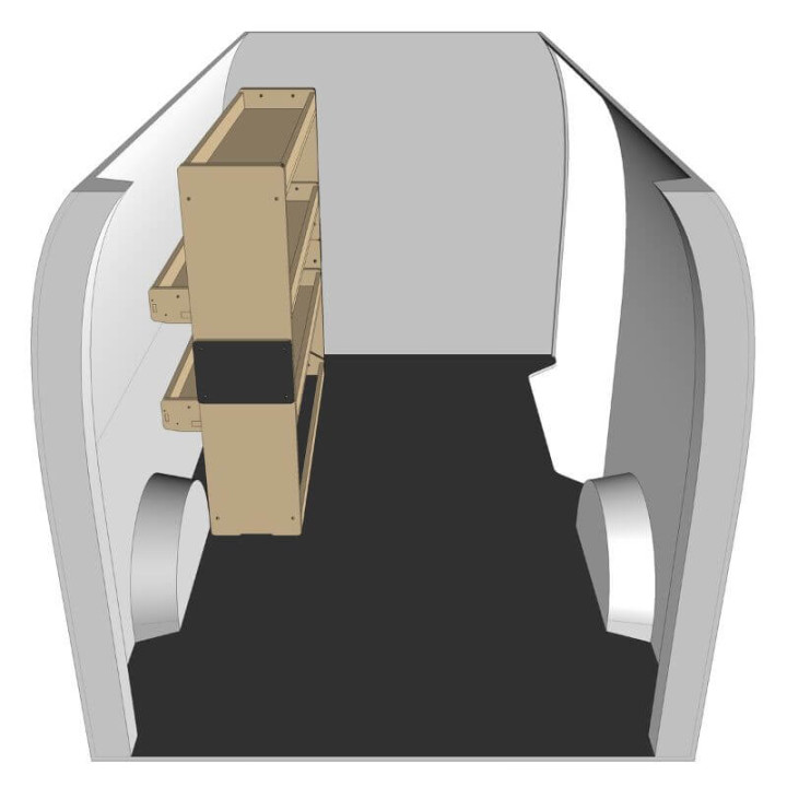 Etagère bois brut gauche vue de côté Fiat Doblo 2010-2022