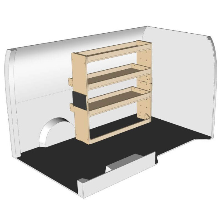 Etagère bois brut gauche vue de face Ford Connect 2024+