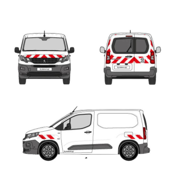 Kit de balisage - Peugeot Partner III 2018-2024. Bandes adhésives pré-découpés prêtes à poser