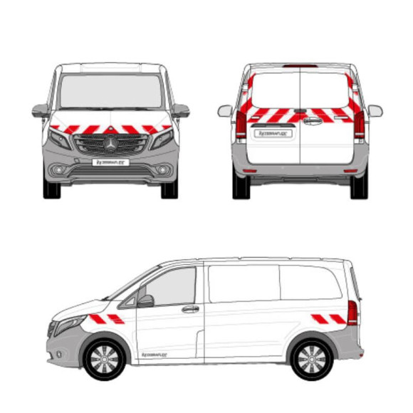 Kit de balisage - Mercedes Vito portes battantes. Bandes adhésives pré-découpés prêtes à poser Kit de balisage - Mercedes Vito portes battantes. Bandes adhésives pré-découpés prêtes à poser