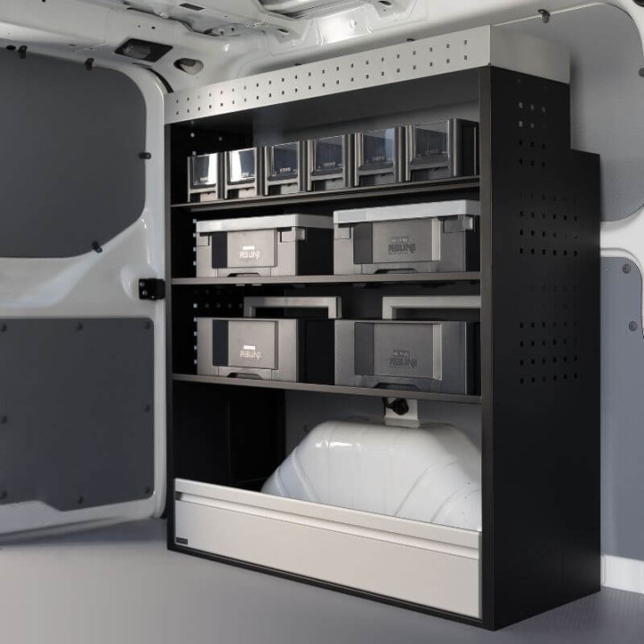 Aménagement PROVAN (gauche ou droite) avec mallettes pour Volkswagen T7 2025+ (photo générique) - côté