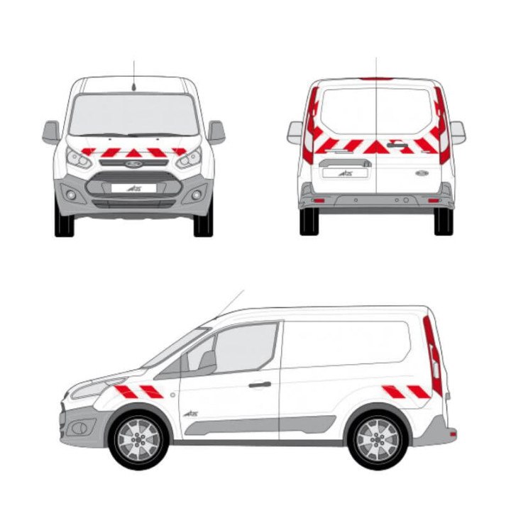 Kit de balisage - Ford Transit Custom 2013-2018 portes battantes. Bandes adhésives pré-découpés prêtes à poser