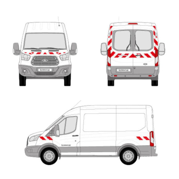 Kit de balisage - Ford Transit portes battantes. Bandes adhésives pré-découpés prêtes à poser Kit de balisage - Ford Transit portes battantes. Bandes adhésives pré-découpés prêtes à poser