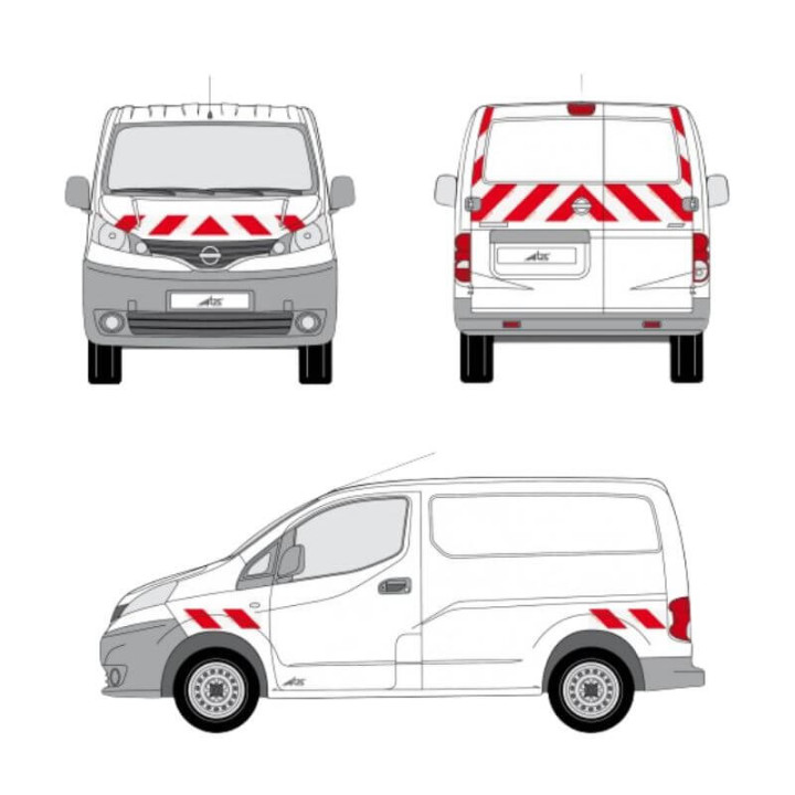 Kit de balisage - Nissan NV200 portes battantes. Bandes adhésives pré-découpés prêtes à poser