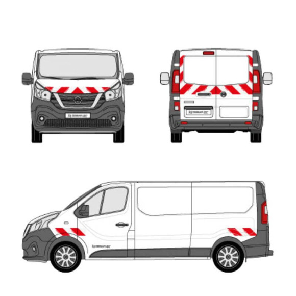 Kit de balisage - Nissan NV300 portes battantes. Bandes adhésives pré-découpés prêtes à poser Kit de balisage - Nissan NV300 portes battantes. Bandes adhésives pré-découpés prêtes à poser