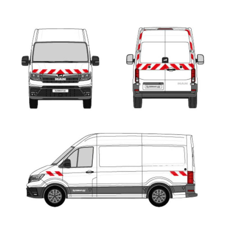 Kit de balisage - MAN TGE portes battantes. Bandes adhésives pré-découpés prêtes à poser