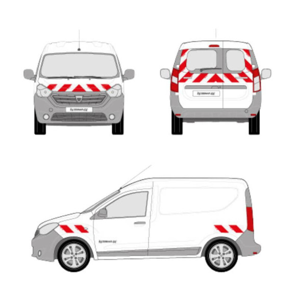Kit de balisage - Dacia Dokker Van portes battantes. Bandes adhésives pré-découpés prêtes à poser Kit de balisage - Dacia Dokker Van portes battantes. Bandes adhésives pré-découpés prêtes à poser