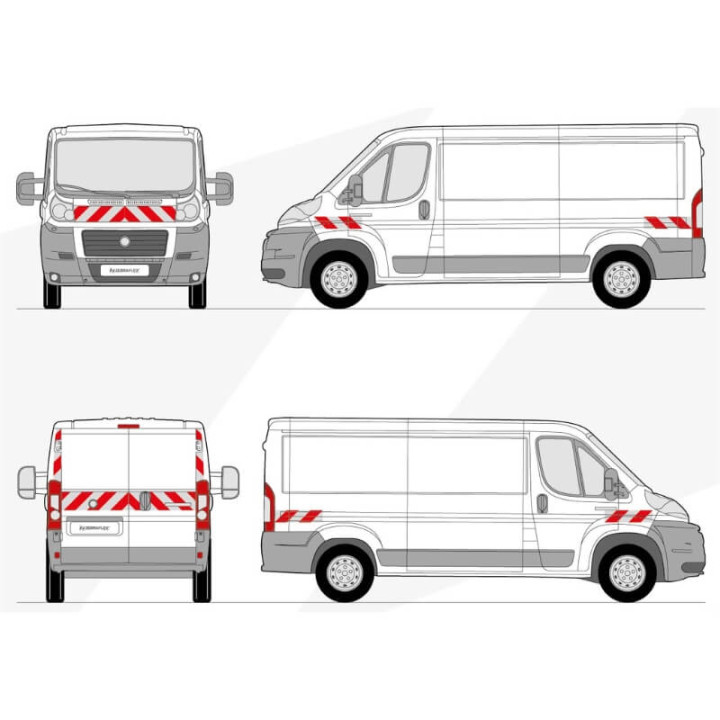 Kit de balisage - Fiat Ducato phase 1-2 - H1 portes battantes. Bandes adhésives pré-découpés prêtes à poser