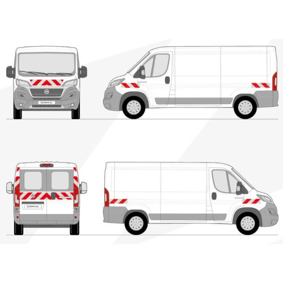 Kit de balisage - Fiat Ducato phase 3 - H1 portes battantes. Bandes adhésives pré-découpés prêtes à poser Kit de balisage - Fiat Ducato phase 3 - H1 portes battantes. Bandes adhésives pré-découpés prêtes à poser