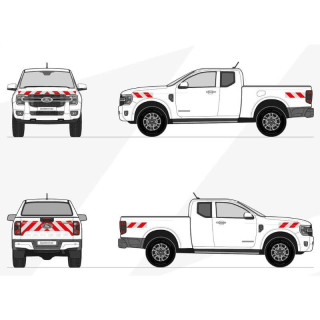 Kit de balisage - Ford Ranger 2022+ PICK-UP - bande réfléchissantes autocollantes