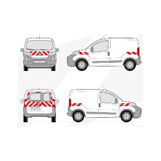 Kit de balisage - Peugeot Bipper portes battantes. Bandes adhésives pré-découpés prêtes à poser