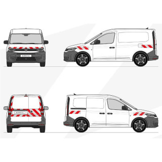 Kit de balisage - Volkswagen Caddy portes battantes. Bandes adhésives pré-découpés prêtes à poser