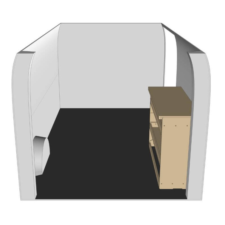 Etagère bois brut droite vue de côté Renault Trafic 2024+