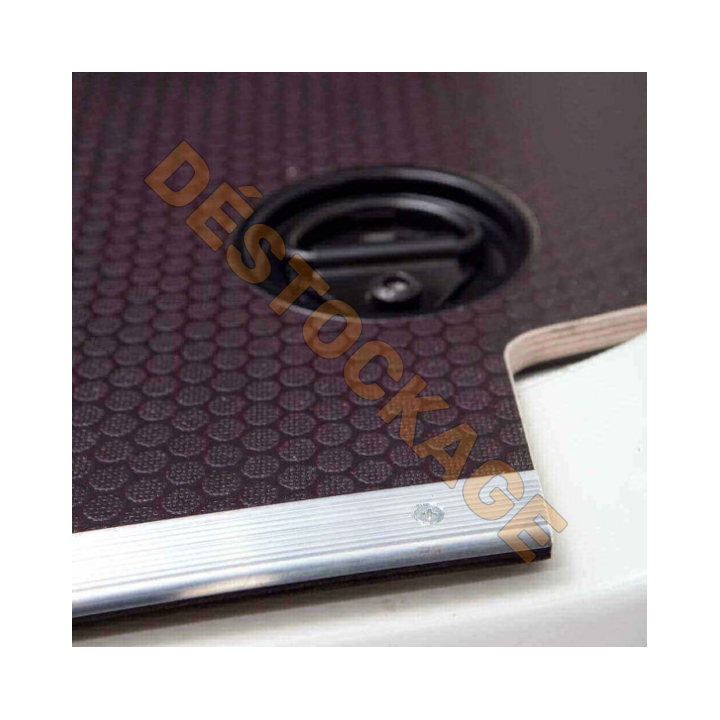 Plancher bois gris antidérapant pour Renault Express Van L1 avec barres de seuil et coupelles de finition.