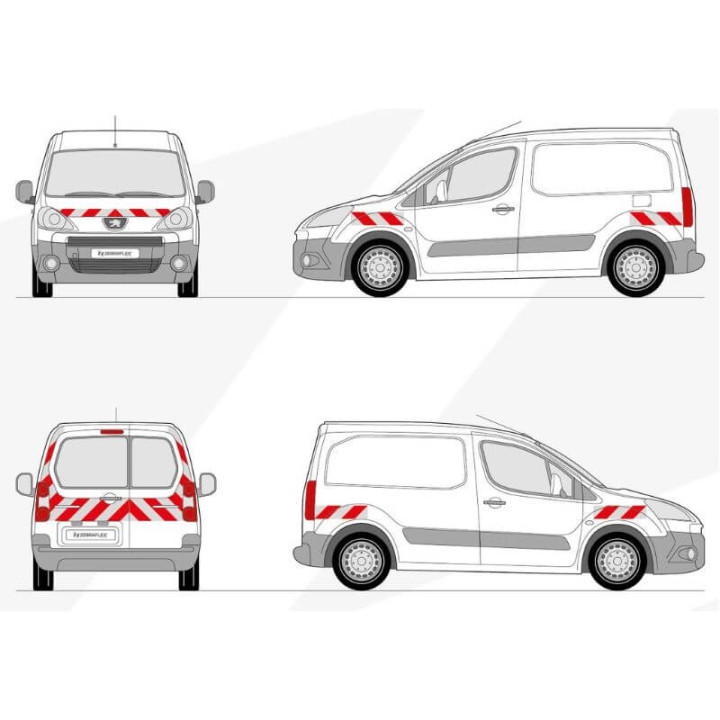 Kit de balisage - Peugeot Partner II phase 1 de 2008-2012 avec portes battantes