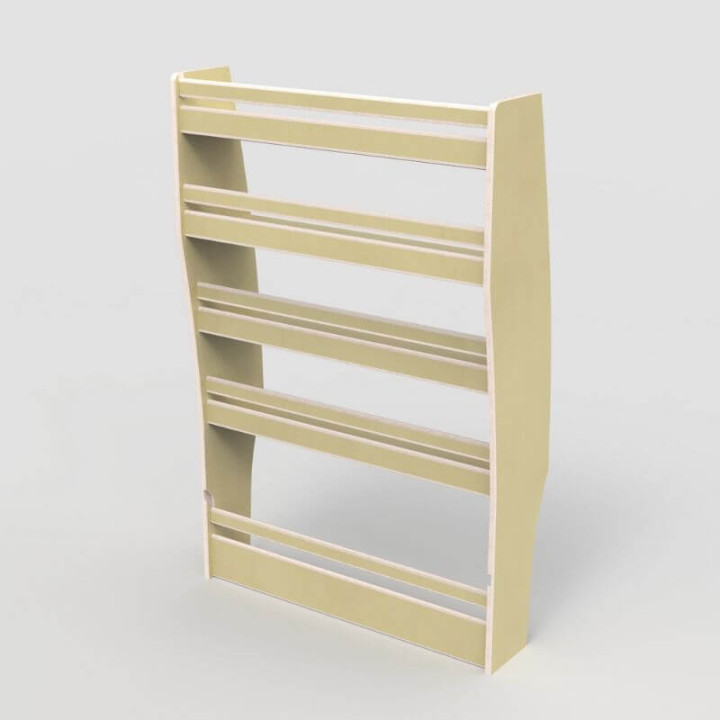 Casier de rangement en bois vernis pour Citroën Jumpy 2016+, vue de trois-quarts.