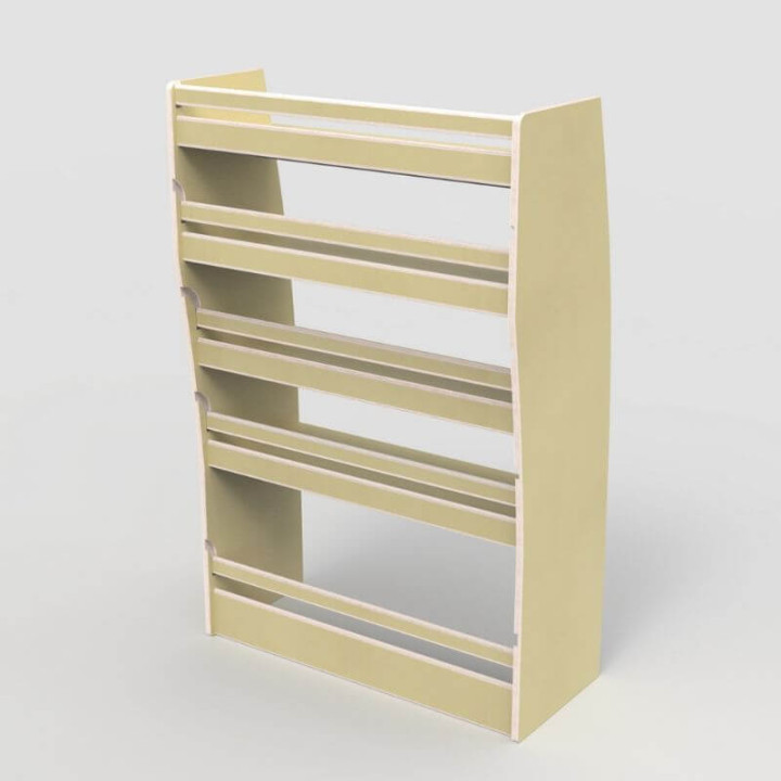 Casier de rangement en bois vernis pour Peugeot Expert 2016+, vue de trois-quarts.