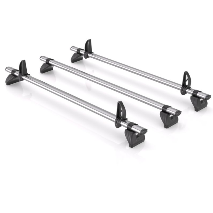 3 barres de toit aluminium Rhino KammBar gris pour Opel Combo 2011-2018