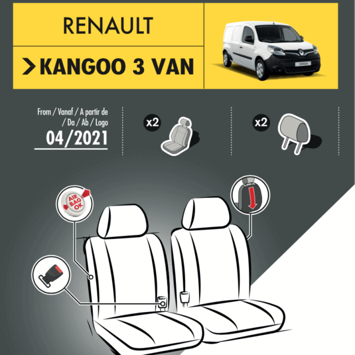 Housses pour Renault Kangoo Van E-Tech 2022+ 2 sièges