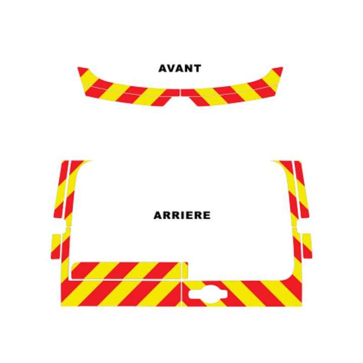 Kit de balisage Jaune/Rouge pour Renault Master construit entre le 07/2014 au 09/2019 (avant + arrière standard)
