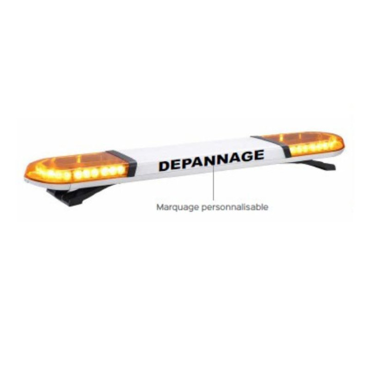Cache central blanc lumineux avec marquage Dépannage personnalisable sur rampe LED orange