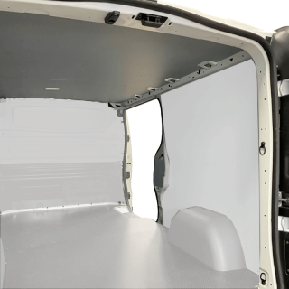 Protection plafond gris pour Mercedes eSprinter 2023+ Exemple sur Renault Trafic. La découpe sera spécifique à votre modèle