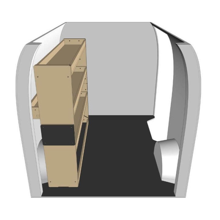 Etagère bois brut gauche vue de côté Renault Van E-Tech 2022+