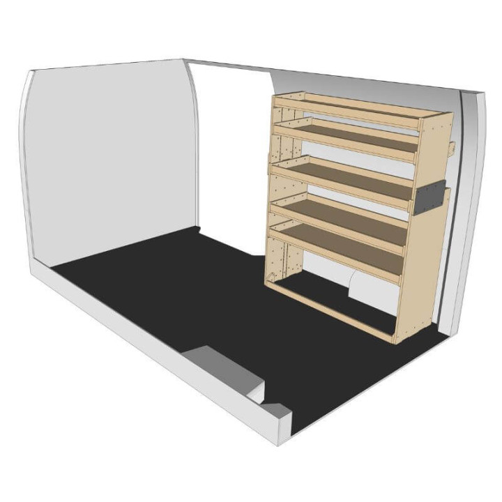 Etagère bois brut vue de face Mercedes eSprinter 2023+