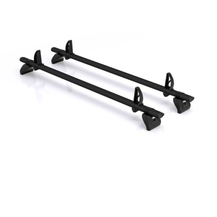 2 barres de toit aluminium Rhino KammBar noir pour Volkswagen e-Transporter 2025+