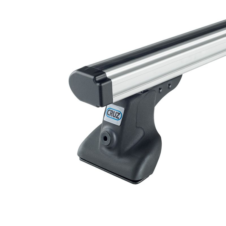 Barre de toit en aluminium gris Cruz vue de près pour Volkswagen e-Transporter 2025+