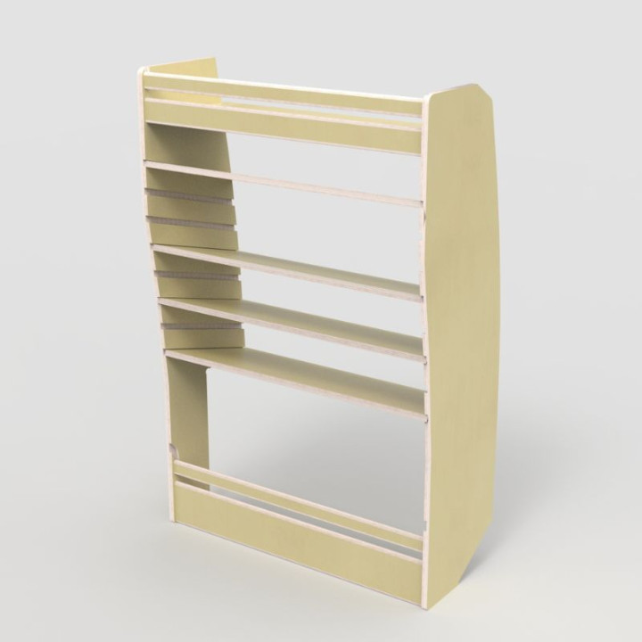 Casier de rangement en bois vernis pour Citroën Jumpy 2016+, vue de trois-quarts.