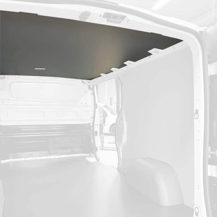 Protection plafond gris pour Citroen Berlingo Van 2018+. Exemple sur Renault Trafic. La découpe sera spécifique à votre modèle