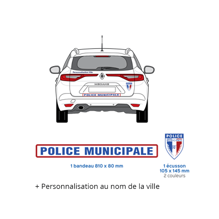 Kit de balisage Police municipale véhicule léger - Personnalisation au nom de la ville